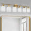 Applique murale 6 lumières pour meuble-lavabo, finition dorée 39 po avec abat-jour en verre givré pour la salle de bain (sans ampoules)