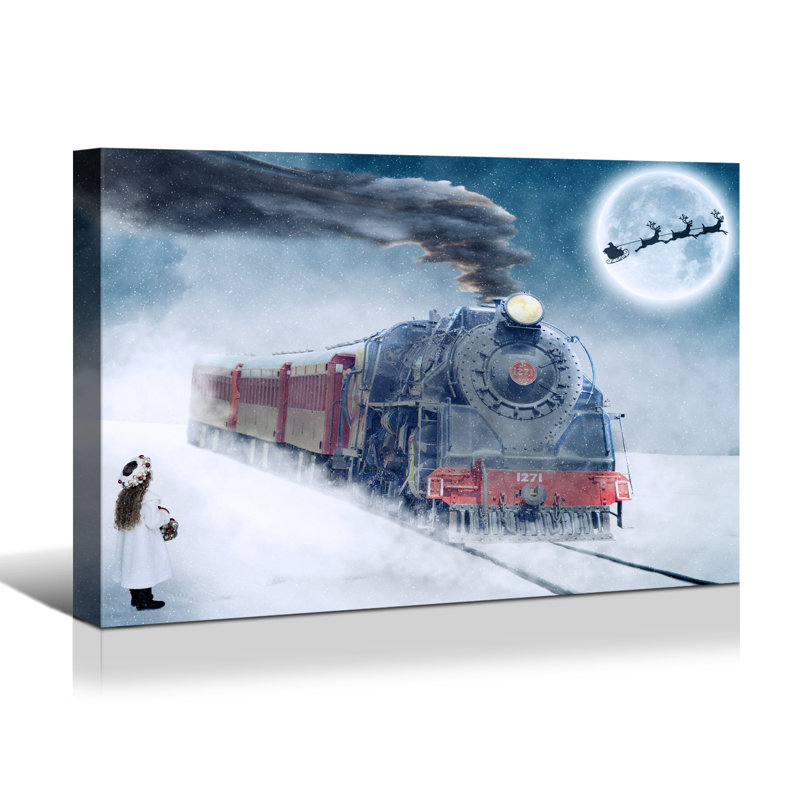 Toile encadrée, décoration murale, peinture de Noël, H 18 po x l 24 po x P 1,5 po
