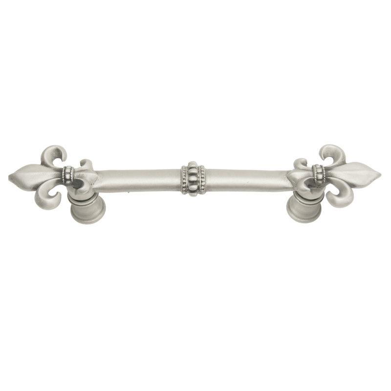 Charlemagne 4 inches c.c. pull with large Fleur De Lysin Satin, 4", Satin