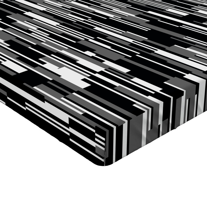 Drap-housse Ambesonne, paquet de 2, Drap-housse grand, Noir / gris / blanc abstrait