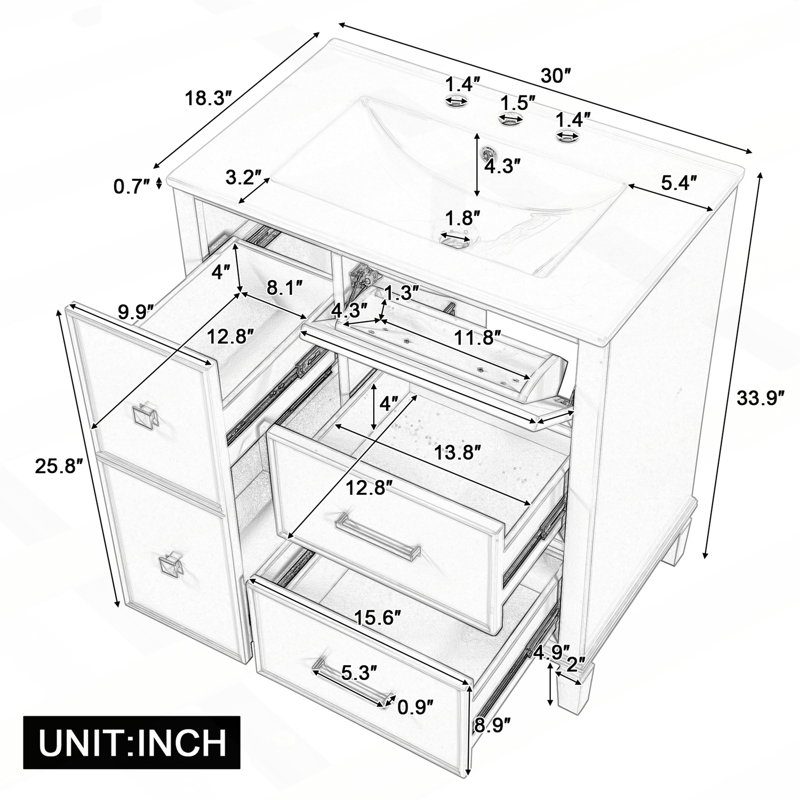 Meuble-lavabo sophistiqué avec conception de tiroir innovante et beaucoup de rangement, Noir