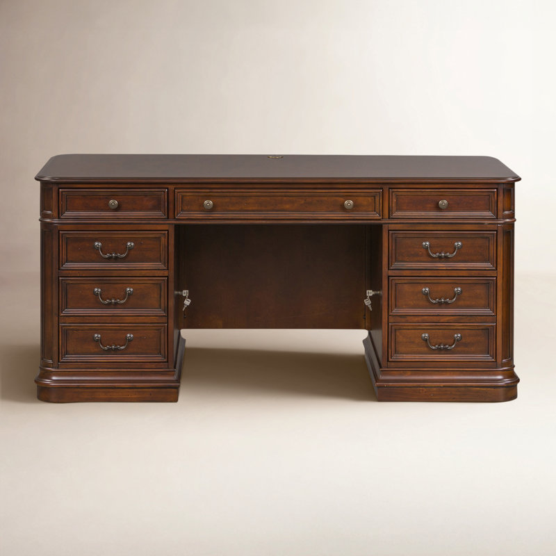 Mattern Solid and Manufactured Wood Executive Desk with Keyboard Tray