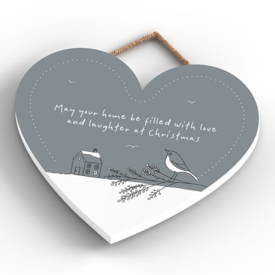 Love and Laughter Wooden Heart Plaque Vivid Squid Wholesale Wall Decor