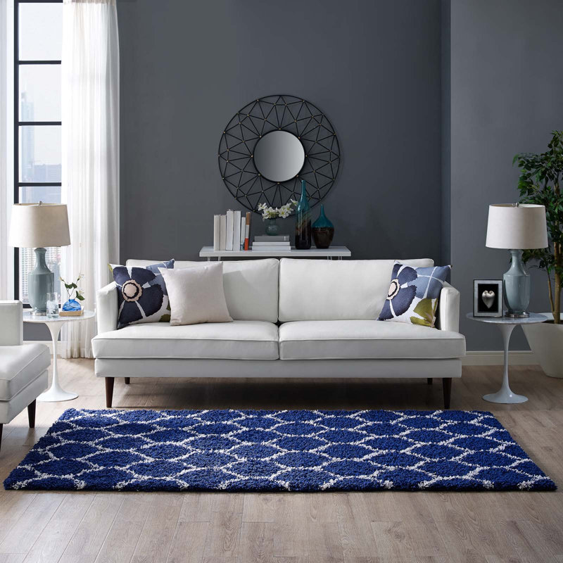 Solvea Moroccan Trellis Shag Area Rug, Rectangle 5' x 8'
