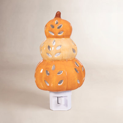 Harvest Blossom Stacked Pumpkins Ceramic Nightlight