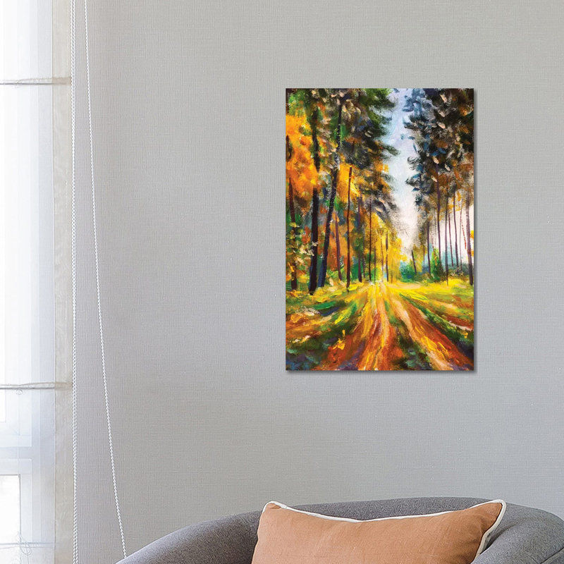 Autumn Spring Forest In Morning Sunlight by Valery Rybakow - Painting on Canvas, 101.6 cm H x 66.04 cm W x 1.91 cm D