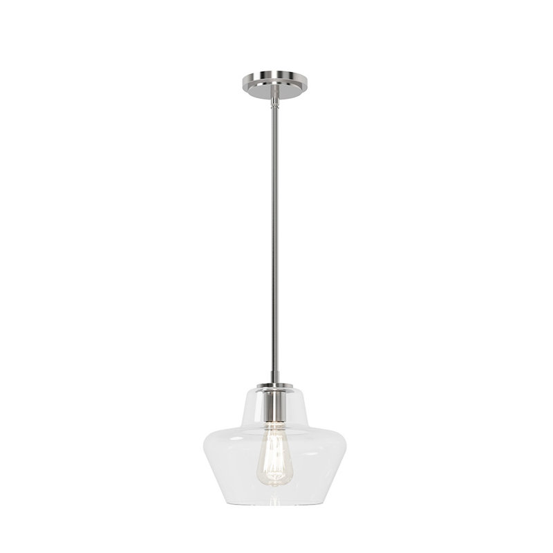 Luminaire suspendu 1 lumière de 9,75 po Carlissa, Nickel brossé