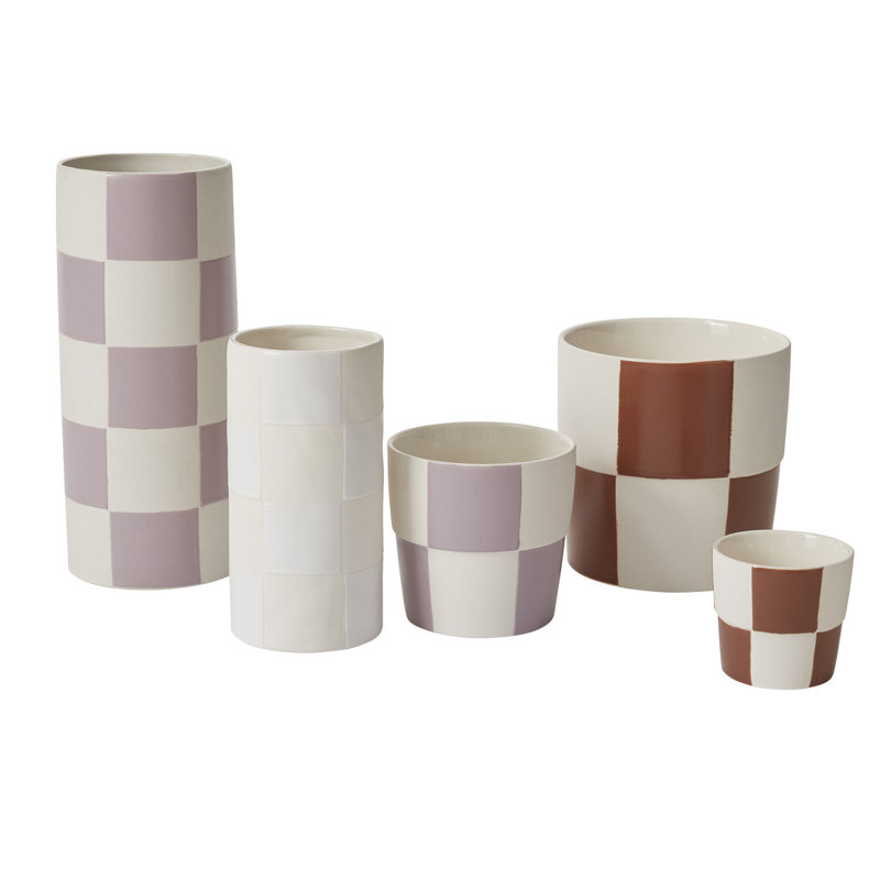 Perseus Checkerboard Vase 5"x 12", 12" H x 5" W x 5" D
