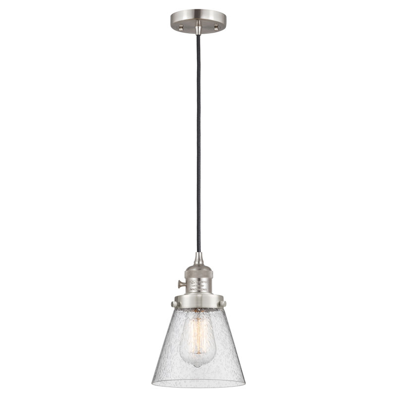 Luminaire suspendu en forme de globe à 1 lumière Angjelina, H 129,13 po x l 6,25 po x P 6,25 po, Nickel satiné brossé, DEL