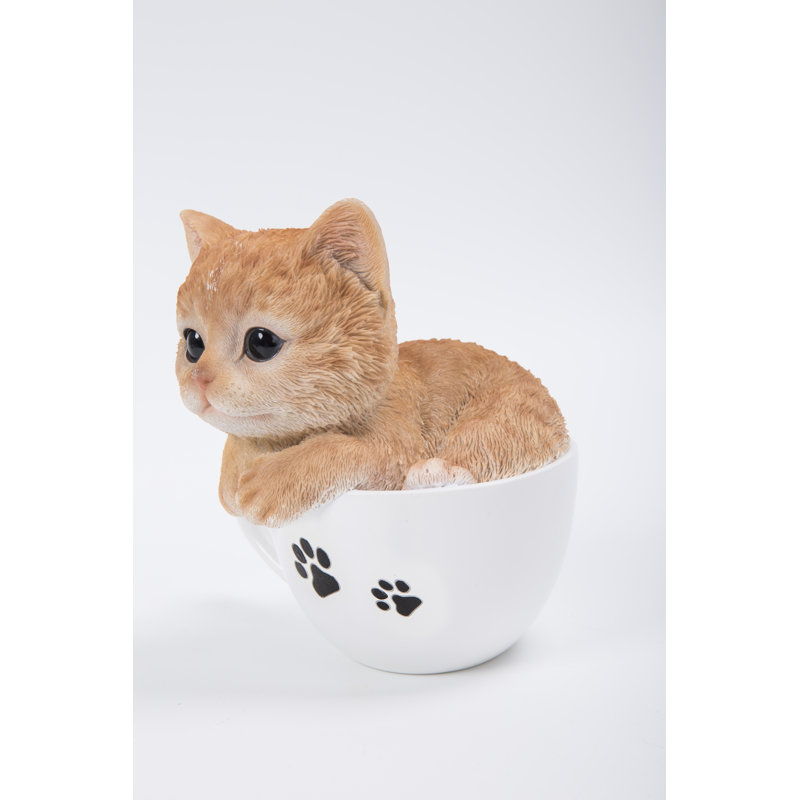 Teacup Kitten Tabby Statue, Orange