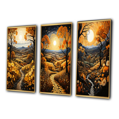 " Countryside Harvest Gold Autumn " 3 - Pieces