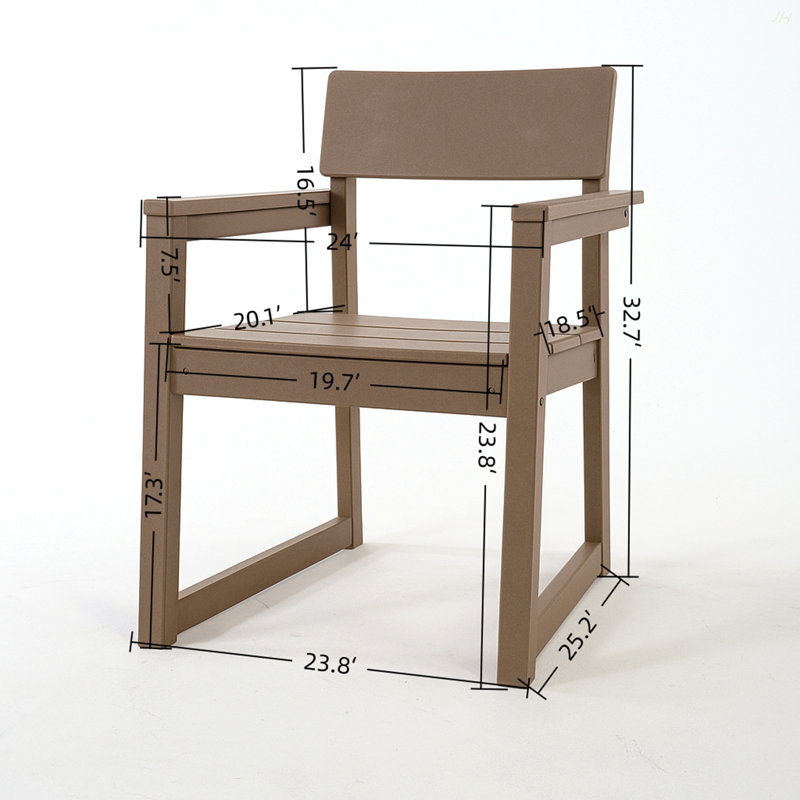 Antique Wood Color HDPE Outdoor & Garden Armchairs With  Backres Modernist Designt Chairs, Wood