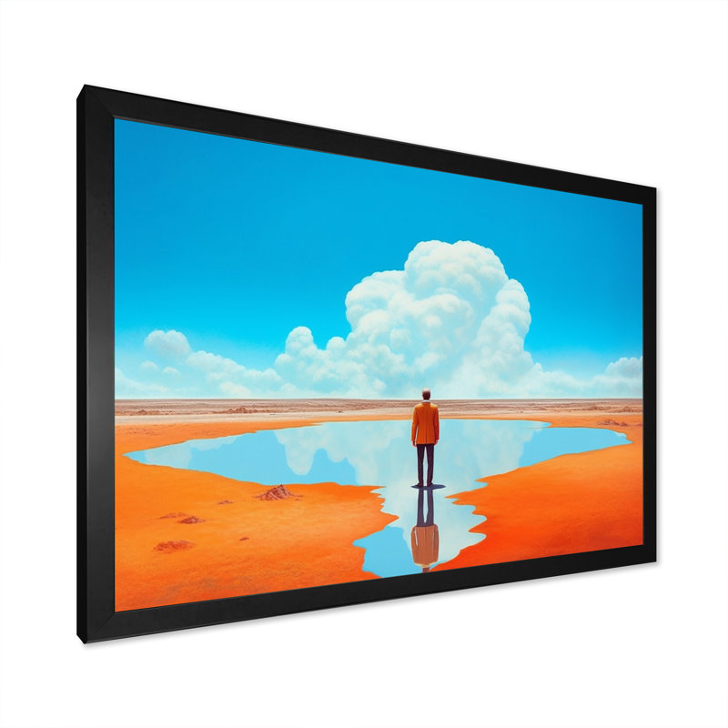 «Alone In Mysterious Desert Lake», reproduction sur toile, H 16 po x l 32 po x P 1 po, Cadre simple noir
