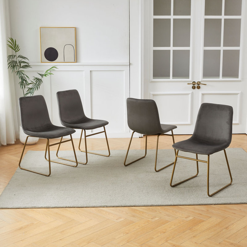 Chaise d'appoint en velours Farschid, Gris