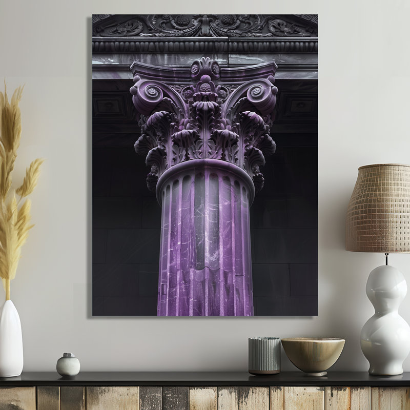 «Green White Greek Monument», reproduction d'art mural, H 34 po x l 44 po, Cadre simple blanc