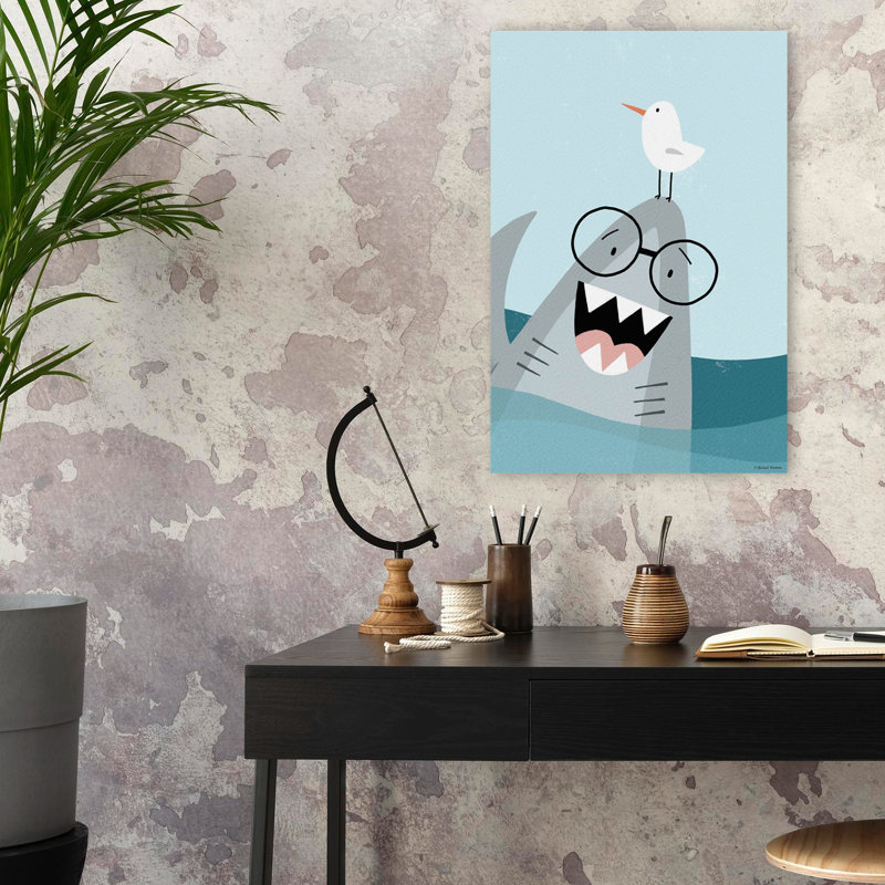 Shark Hello - dessin nautique d'enfants fantaisistes, H 24 po x l 16 po