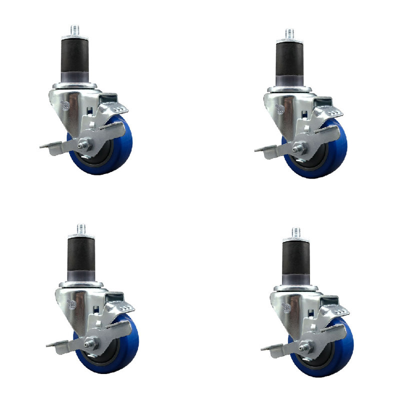 Ensemble de roulettes extensibles en polyuréthane pivotant de 3 pouces de 1 5/8 po avec frein SCC