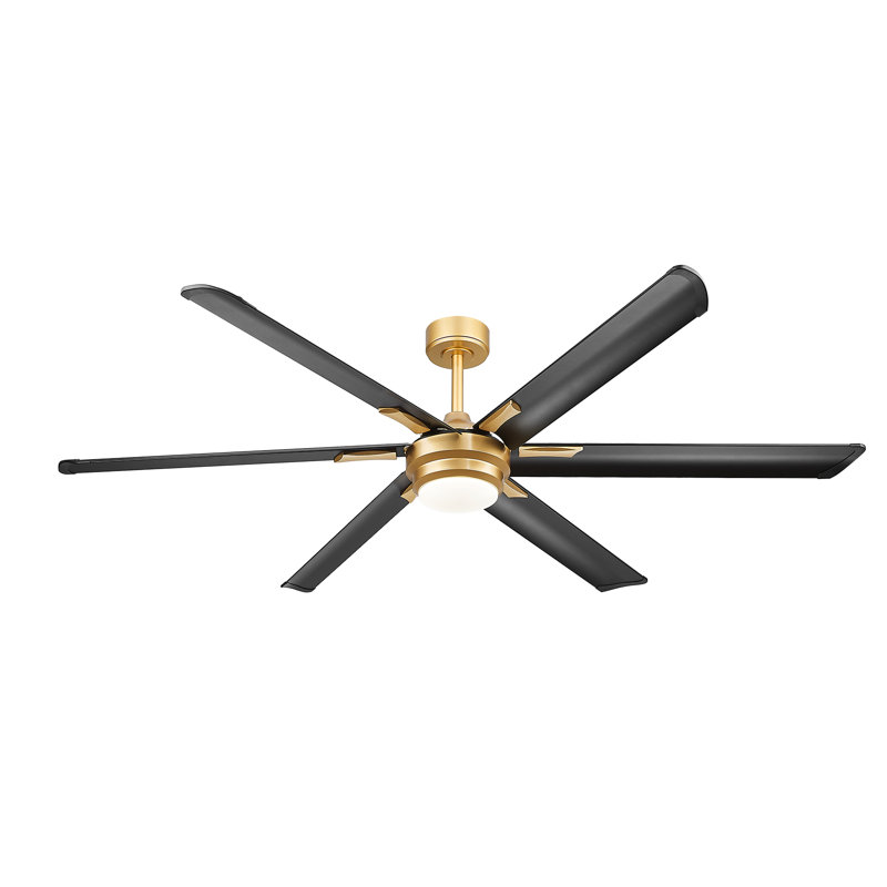 72" Blade Led Standard Ceiling Fan With Remote Control, Gold