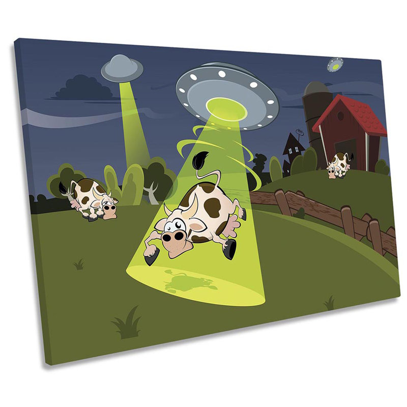 Alien Abduction Cow - Wrapped Canvas Print, 30.5cm H x 45.7cm W 
