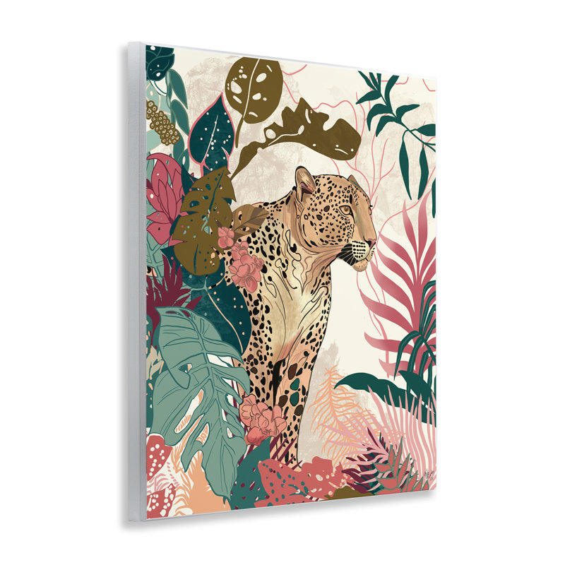 Cheetah Tropical Leaf Pattern Wall Plaque Art by Fab Funky
