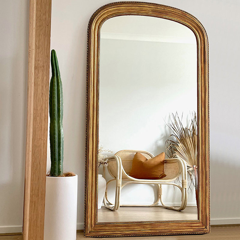 Miroirs pleine longueur demi-cercle en bois manufacturé, 74.8" H x 39.37" W