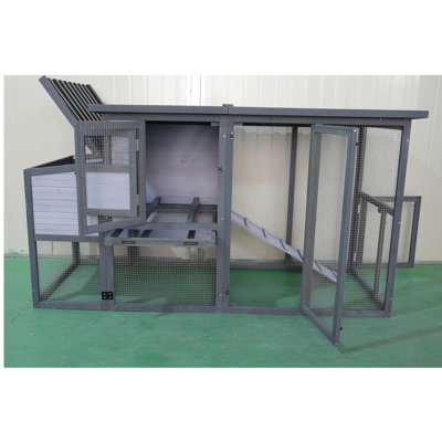 Grand poulailler de 79 po avec perchoirs améliorés, cage à poulets d'extérieur en bois avec grand nichoir, toit en asphalte ouvert résistant aux intempéries et fond amovible, niche à canard, clapier