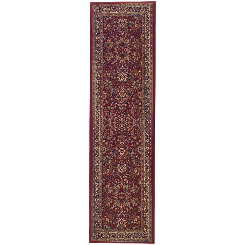 Tapis oriental rouge / ivoire Shelburne, Tapis de couloir 2 pi 3 po x 7 pi 9 po