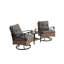Ensemble de chaises berçantes pivotantes d'extérieur, 3 pièces avec 1 table et 2 chaises berçantes et pivotantes