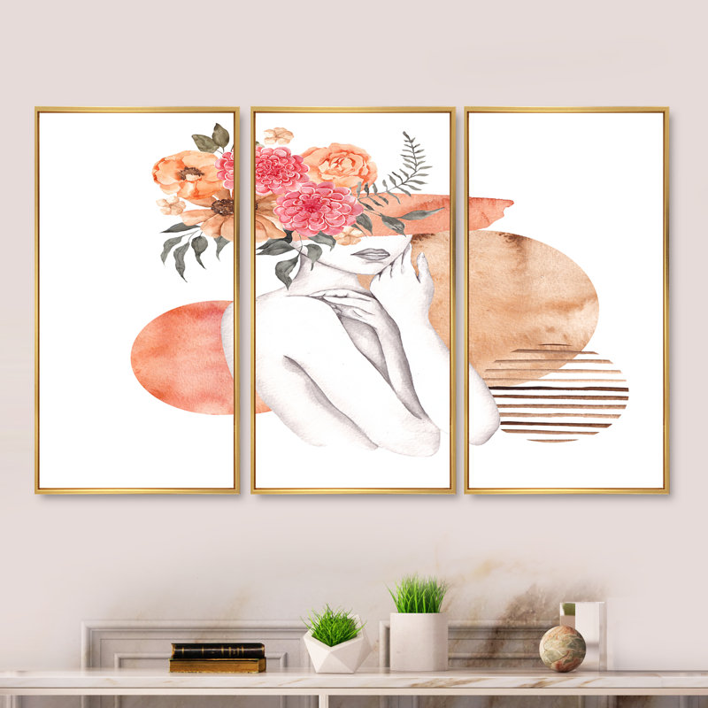 3 pièces, cadre flottant, impression sur toile, Cadre doré, L 36 po x H 20 po