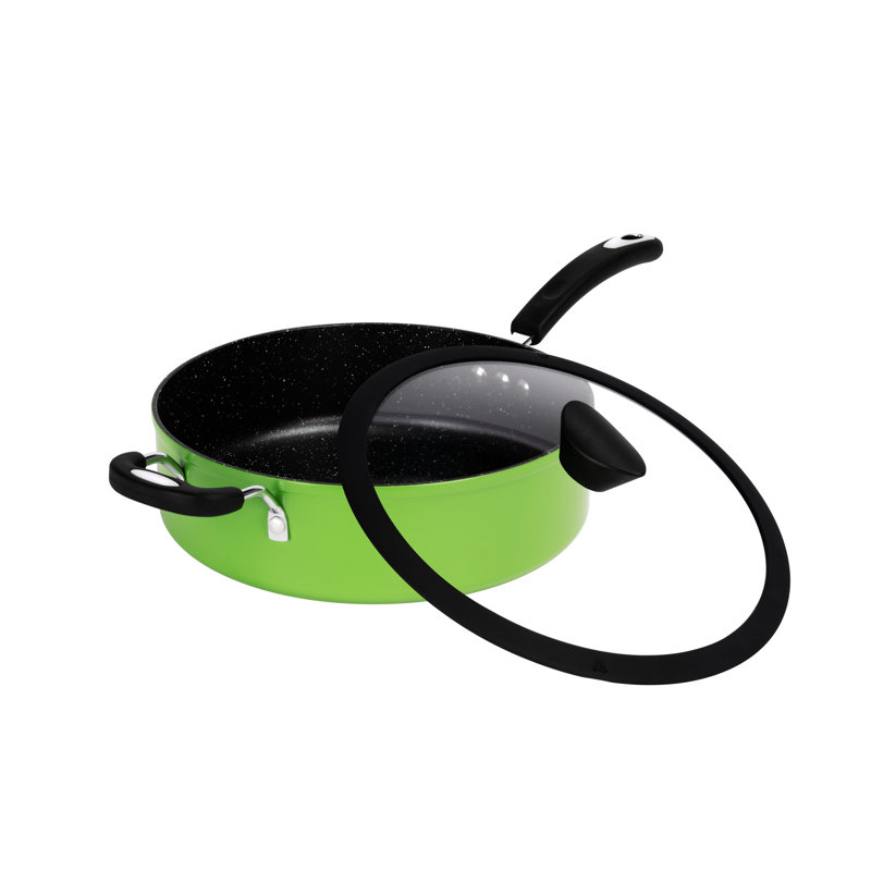Green Aluminum Non-Stick Sauce Pan with Lid, 12"