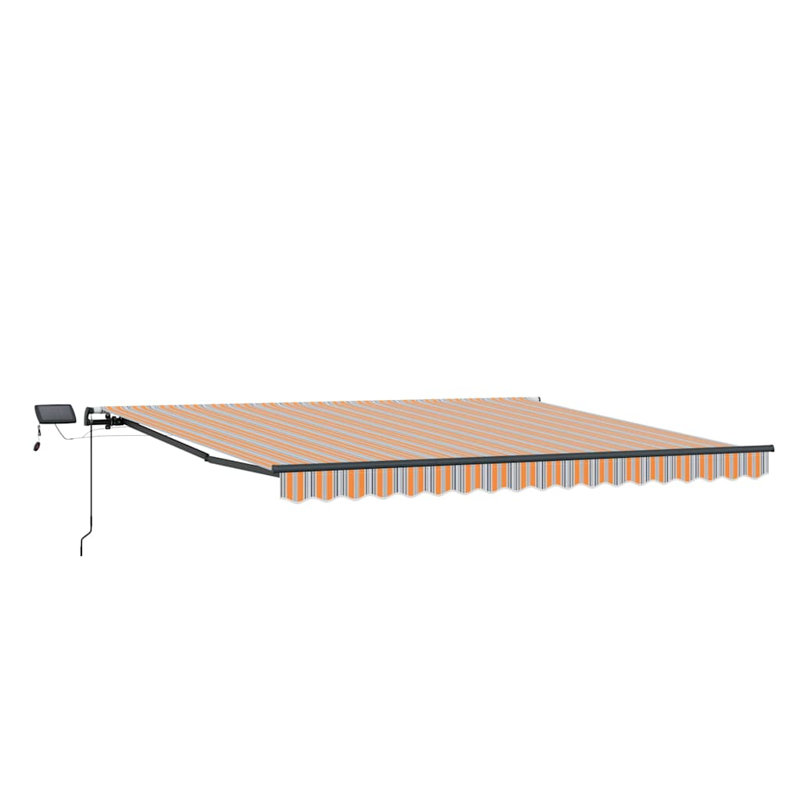 Brayden Studio Retractable Door / Window Awning, 450 cm W x 300 cm D, Blue/Orange/Anthracite