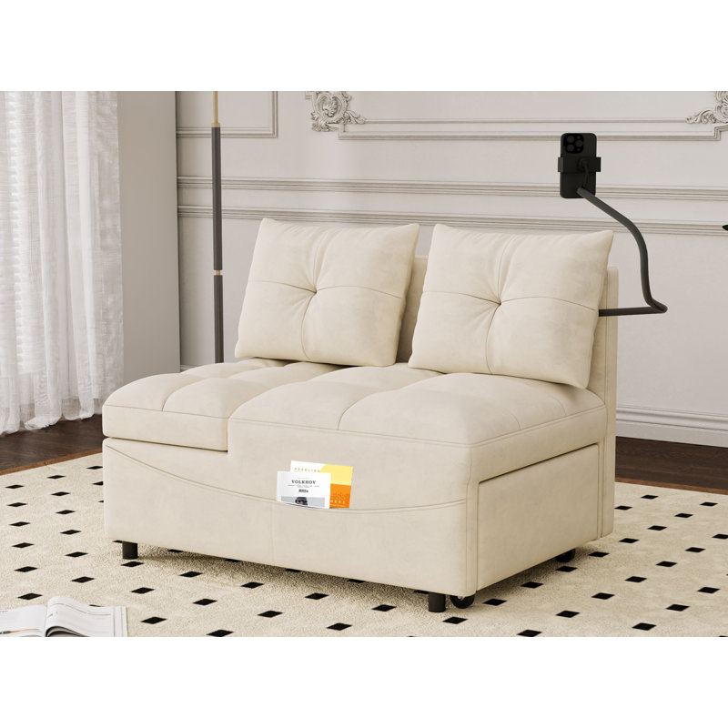 Fauteuil convertible 3 en 1, Velours beige