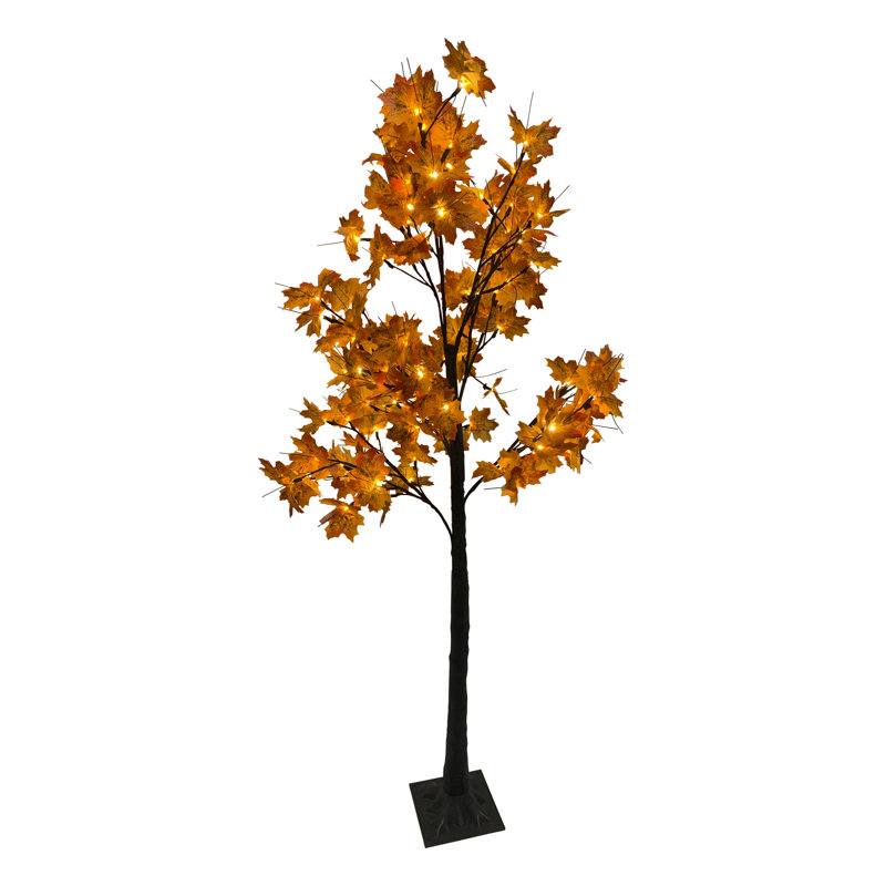 6' Warm White LED Lighted Fall Maple Tree with Bendable Branches