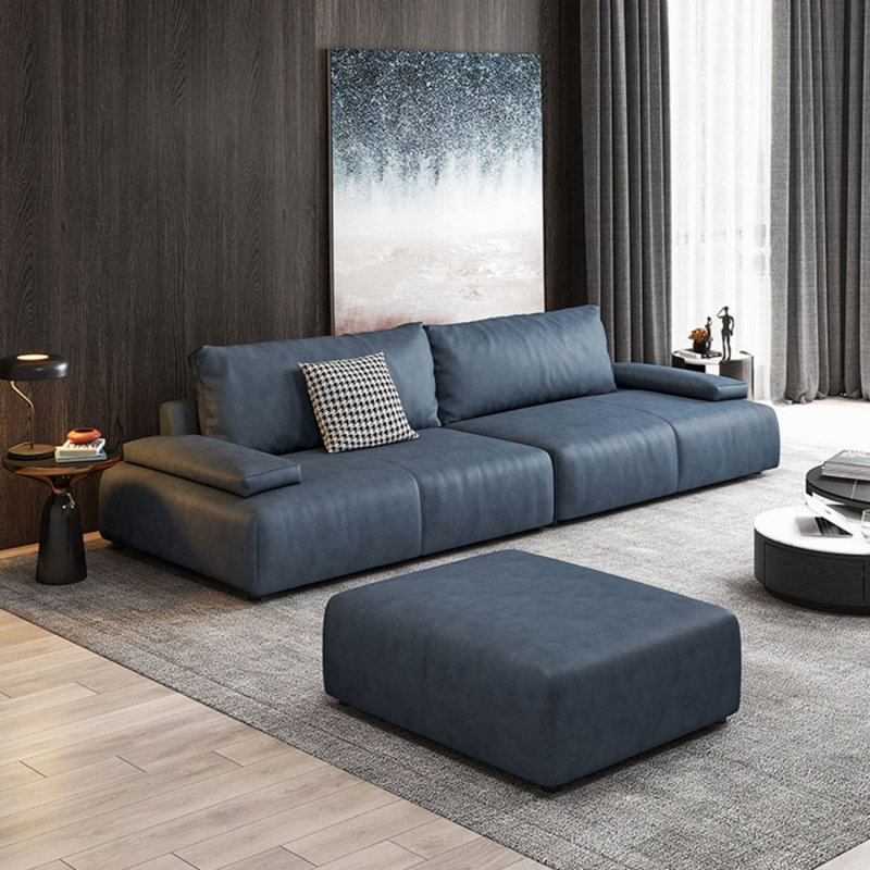White 100% Polyester Modular Sofa cushion couch, 33.46" H x 110.24" W x 39.37" D, Blue
