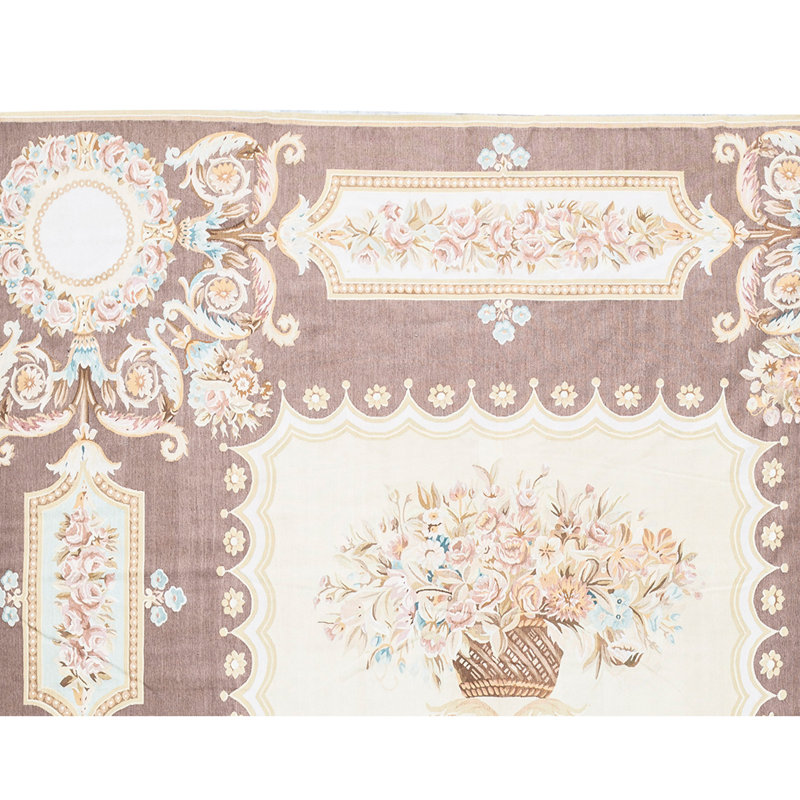 Tapis brun et brun de haute qualité noué à la main