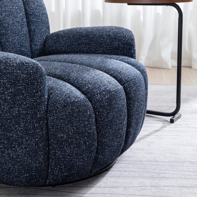 Broderic Petal Tufted Swivel Armchair, Blue