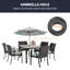 Ensemble repas d'extérieur 7 pièces avec trou pour parasol et coussins 7 pièces-758937851