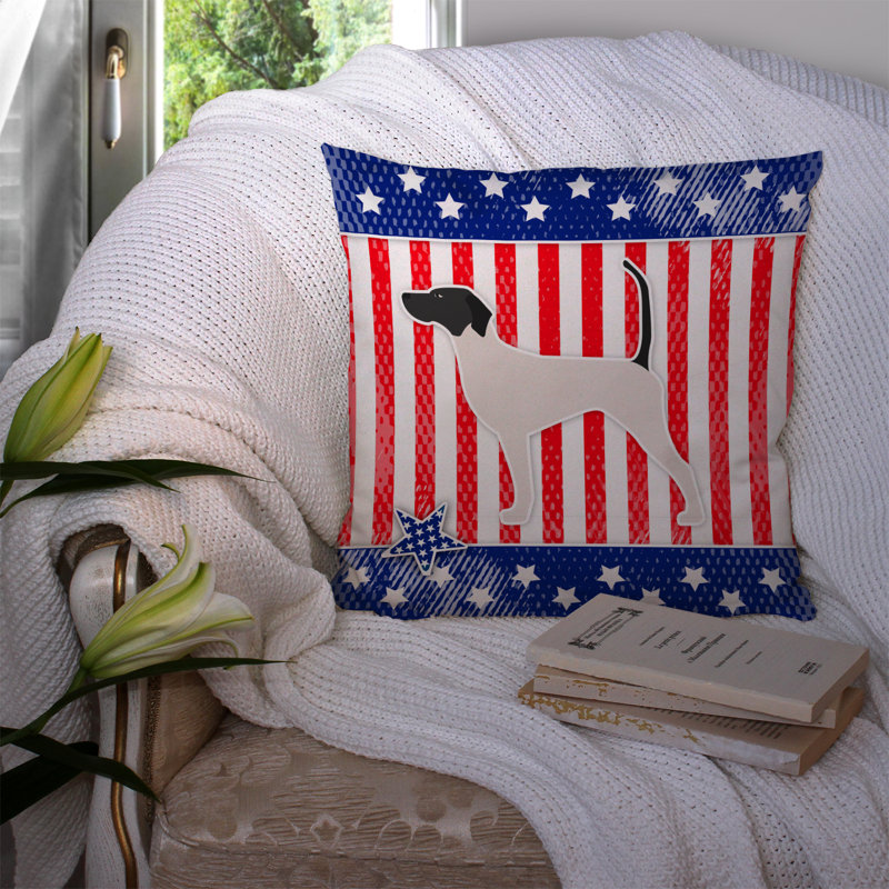 Patriotic Indoor/Outdoor Throw Pillow, 14" H x 14" W x 3" D