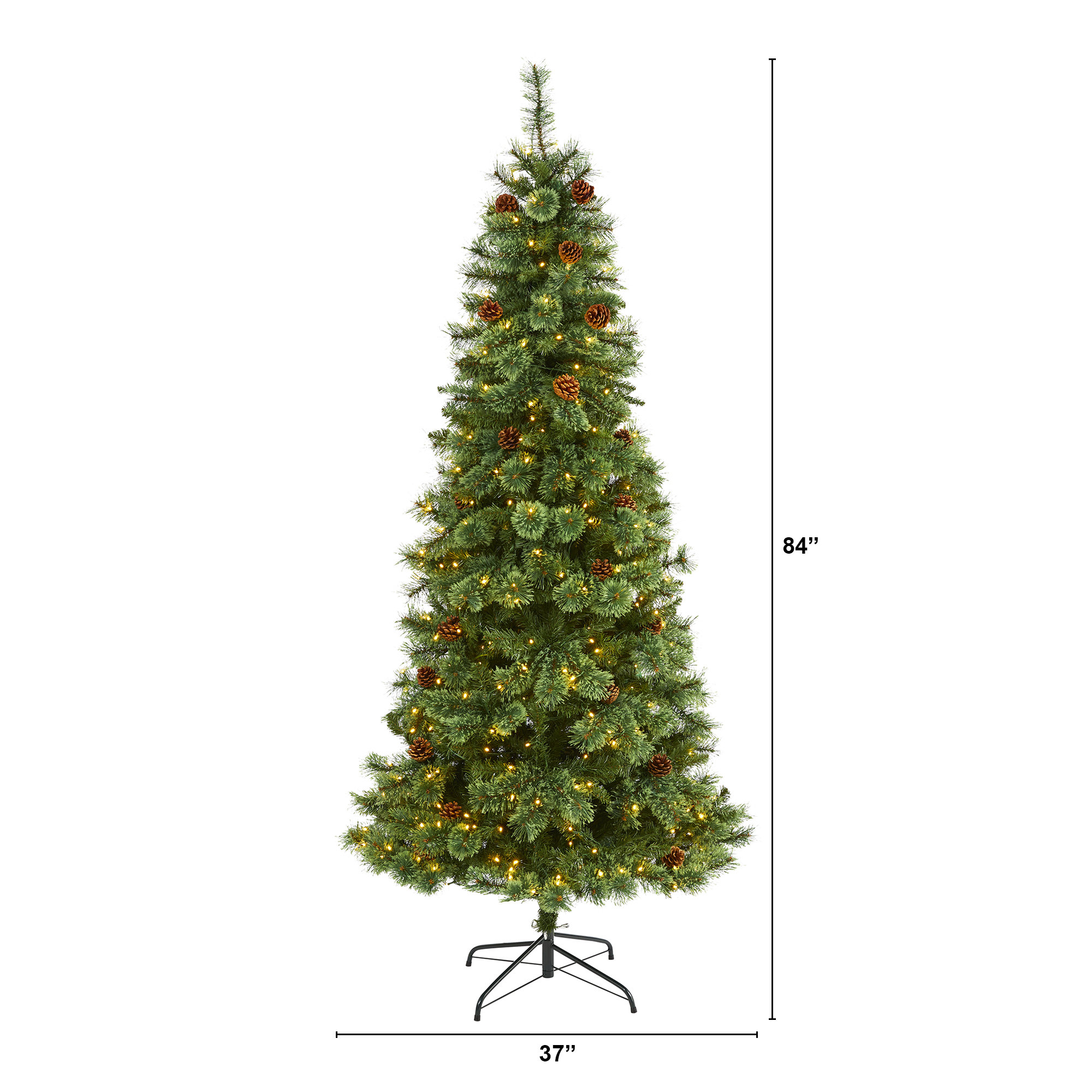 Lighted Artificial Pine Christmas Tree, 7' H