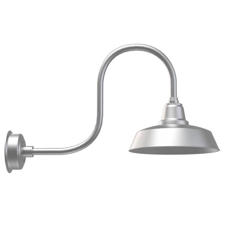 Luminaire de grange d'extérieur à DEL Vandervliet, H 9 po x l 14 po x P 17 po, Argent galvanisé
