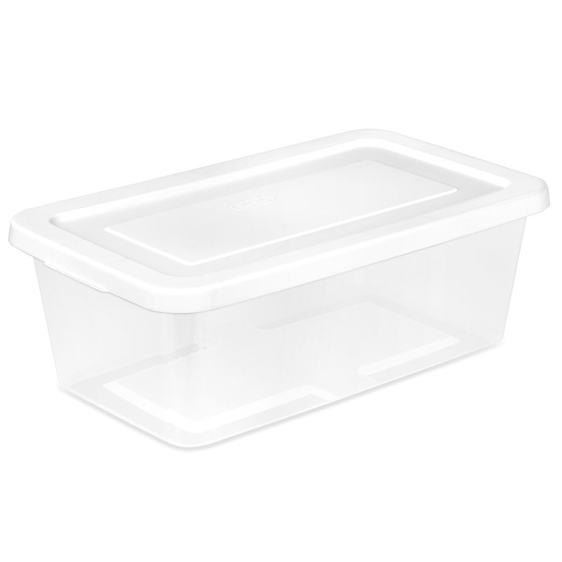 Sterilite 6 Qt Storage Box, Stackable Plastic Container, Home Organizer, 24 Pack, 6 qt., White