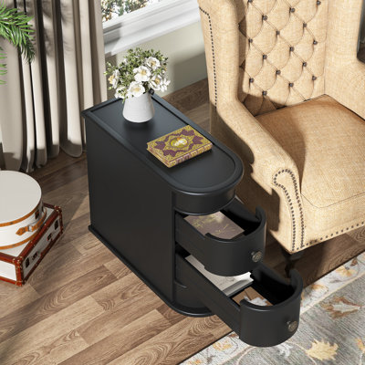 Chad Block 2 - Drawer Solid End Table, No Assembly Required, Finished Back