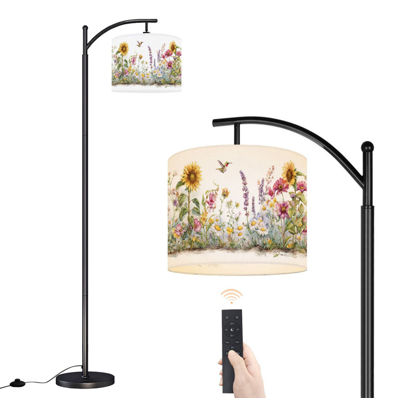 Lampe sur pied à motif floral avec abat-jour réglable Spring Meadow