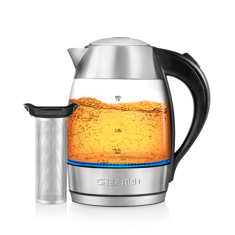 Chefman Fast-Boiling Glass Electric Kettle, 1.7-Liter