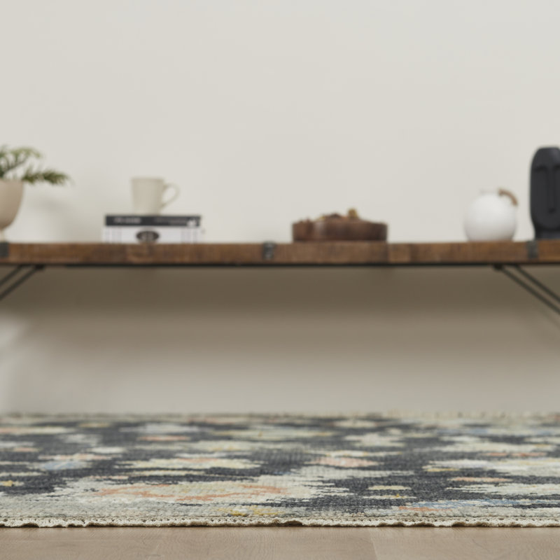 Amaris Midnight Bloom Hand-Knotted Wool Area Rug, Rectangle 9' x 12'