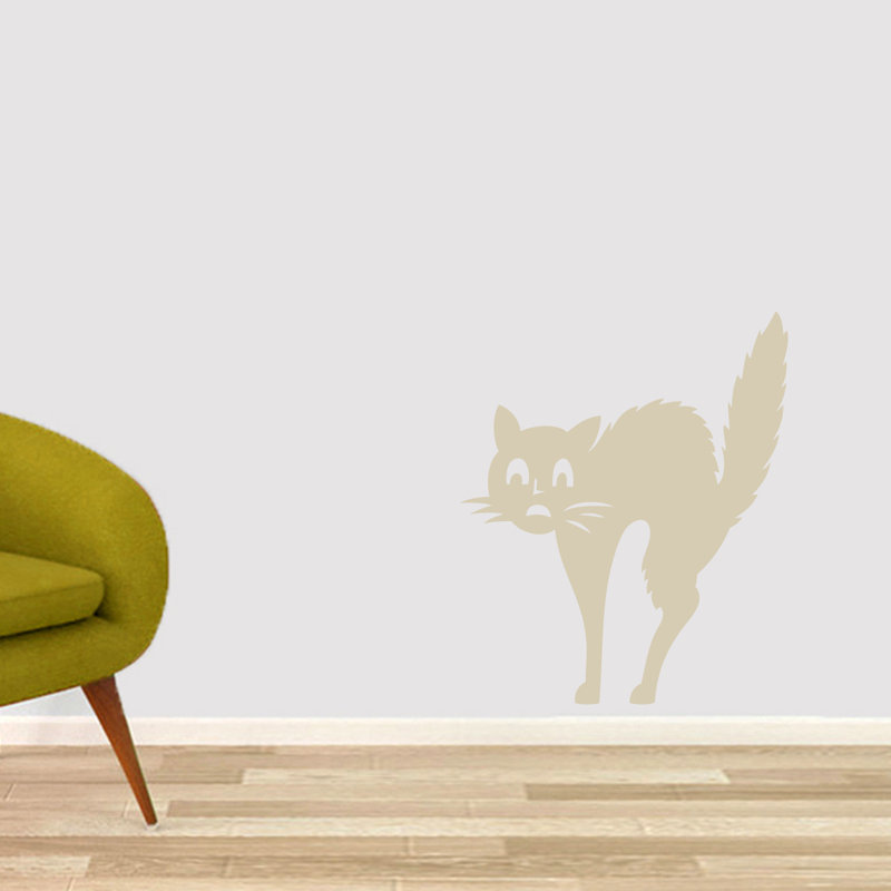 Décalcomanie murale effrayé-chat, Beige clair