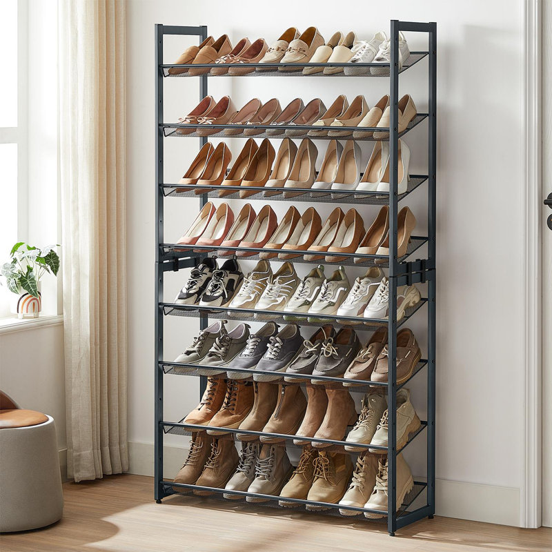 32-40 Pair Stackable Shoe Rack, with Adjustable Flat or Angled Shelves, Cool Gray