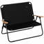 Double chaise de camping pliante, causeuse pour 2 adultes, canapé de camping portable avec accoudoirs en bois et porte-gobelets, pour la randonnée, la plage, les voyages sportifs