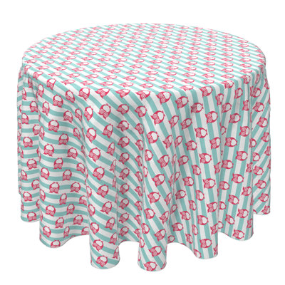 Round Striped Cotton Twill Tablecloth