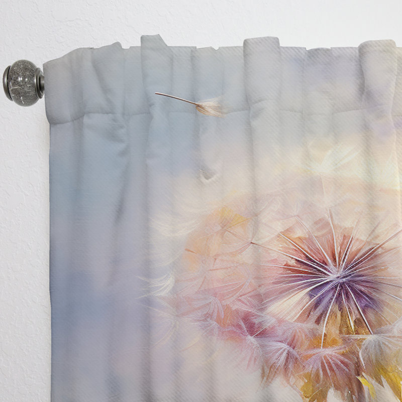 Rideau obscurcissant mauve à motif floral pissenlit romantique Impression III - 1 panneau, L 52 po x L 84 po